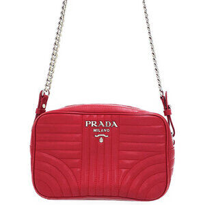 PRADA Diagram Leather Bag Chain Shoulder